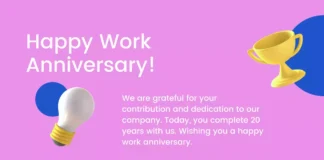 20TH Year Work Anniversary Quotes